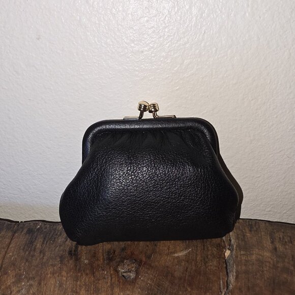 DOONEY & BOURKE Black Pebbled Leather Gold Kiss Lock Coin Purse NWT - Picture 11 of 15